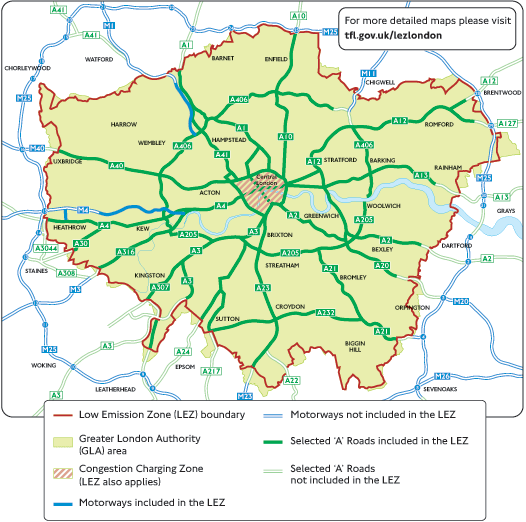 Map of the Greater London area under the Direct Vision Standard