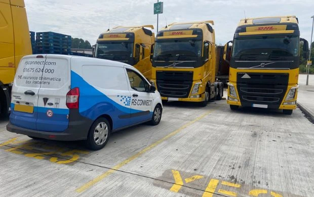 DHL HGV Fleet parked next to RS Connect van