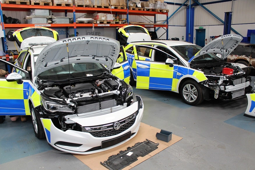 working on vauxhall police cars