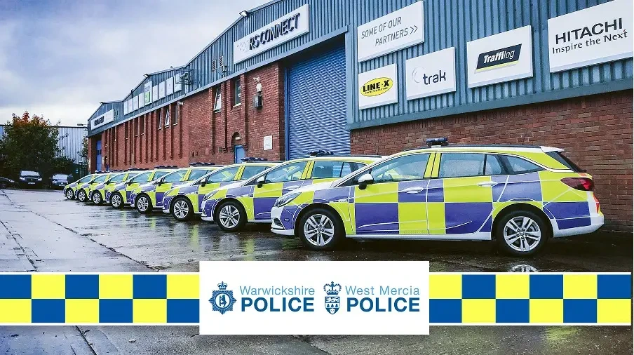 completed police vehicles outside Coleshill HQ